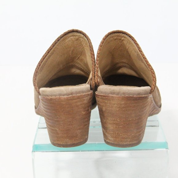Sofft Suede Clogs Women Western Shoes sz 8 Slip on Mule Tan Nicki Block Heel - Picture 8 of 11